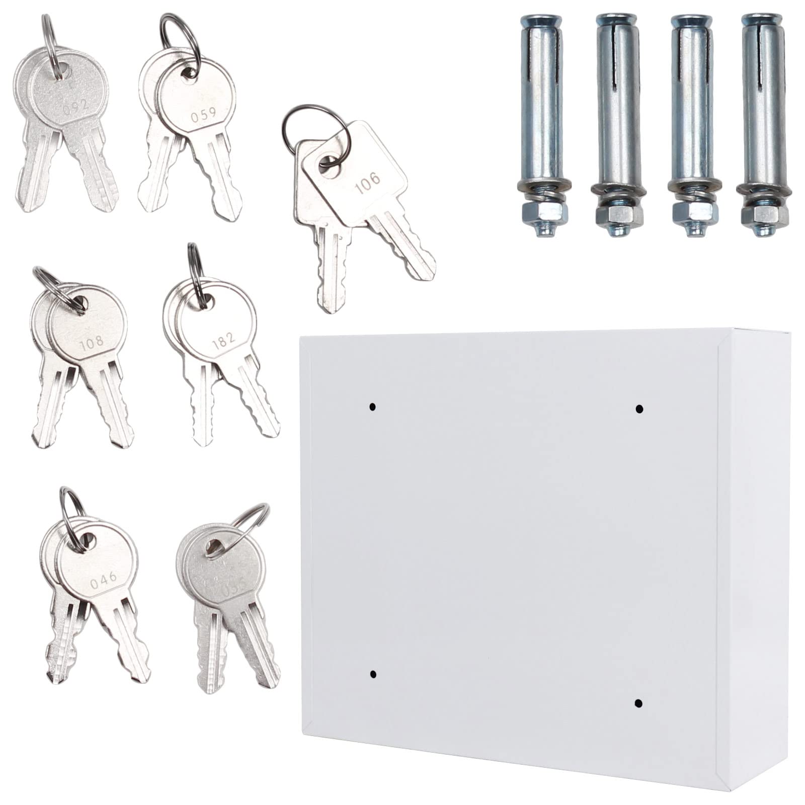 Rottner armadietto di sicurezza per chiavi con 6 scomparti a chiusura elettronica, in acciaio inossidabile, con slot per inserimento chiavi, fissaggio a parete, per uso interno, di colore bianco