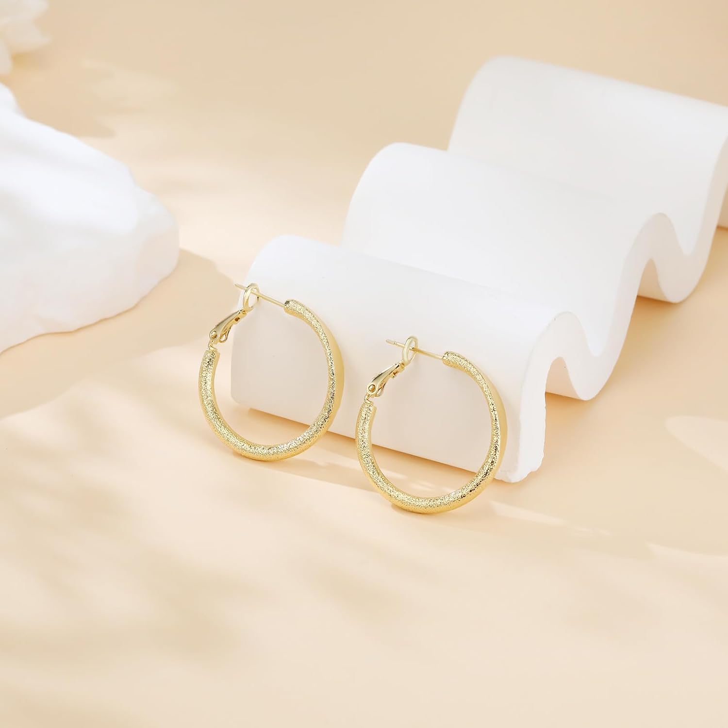 14K Gold Hoop Earrings Statement Chunky Hoop Earrings Gold Hoops Hypoallergenic Trendy Jewelry Valentine's Day Gifts for Women - Image 4