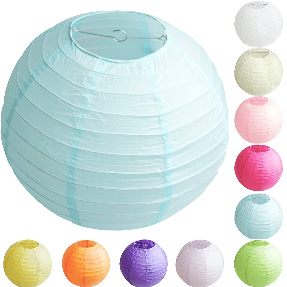 Time to Sparkle Tissue Paper Round Lanterns LampShade Lamp Shade Wedding Birthday Party Decoration | Light Pink, 8"(20cm) | — view 24