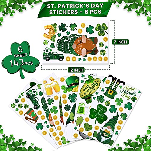 143Pcs Happy St. Patrick's Day Window Clings Decorations,St. Patrick's Decal Window Sticker For Glass Decor,Gnome Leprechaun Footprints Holiday Party Door Decorations #TOP4