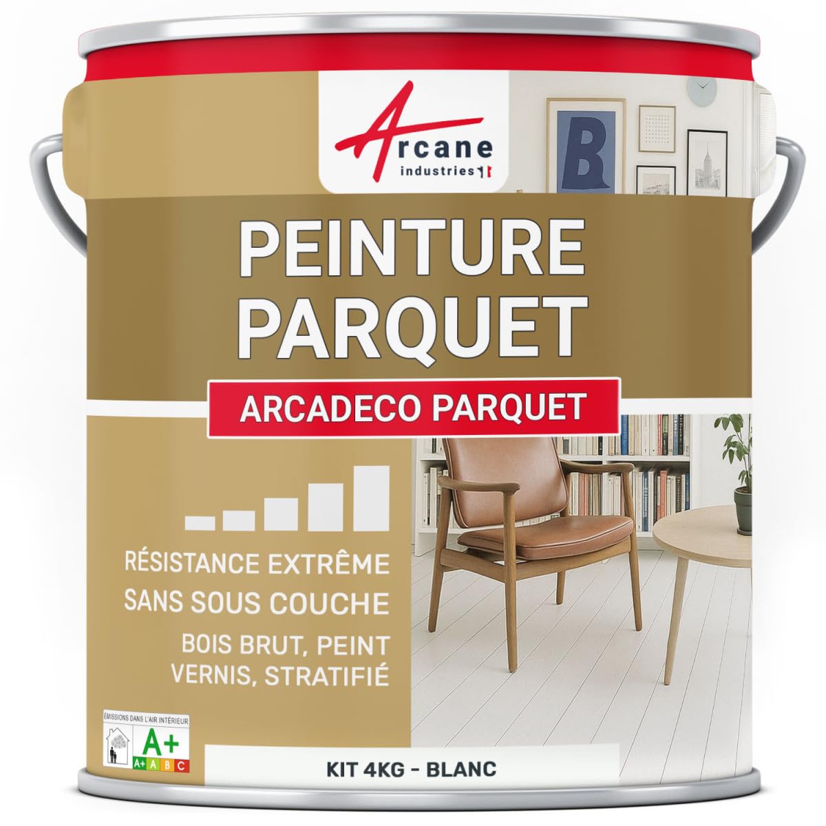 Peinture Parquet Bois et Sol Stratifié Velours - ARCADÉCO 4 kg Blanc