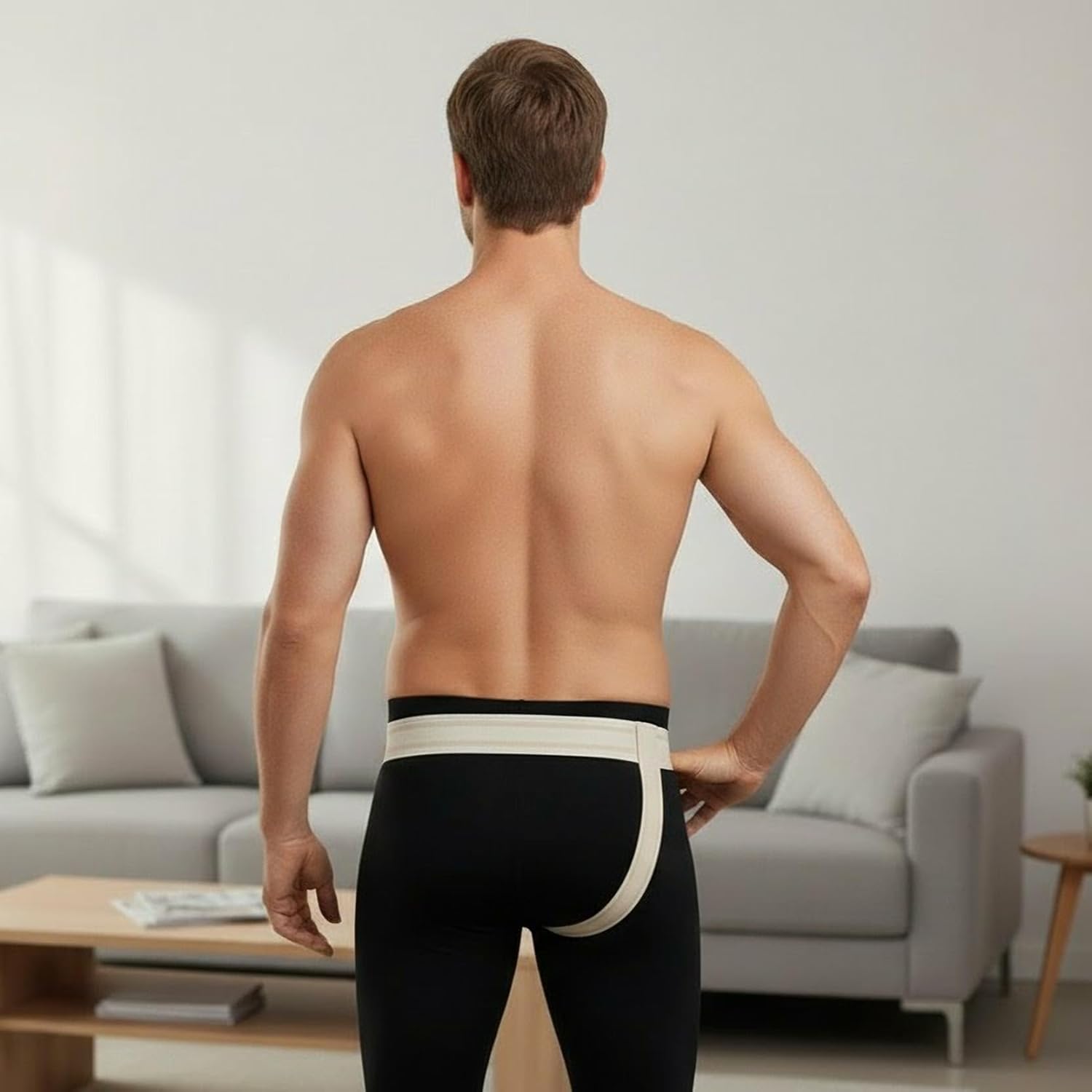 ORTONYX Inguinal Groin Hernia Truss Support Belt Guard Brace- Right Side Beige