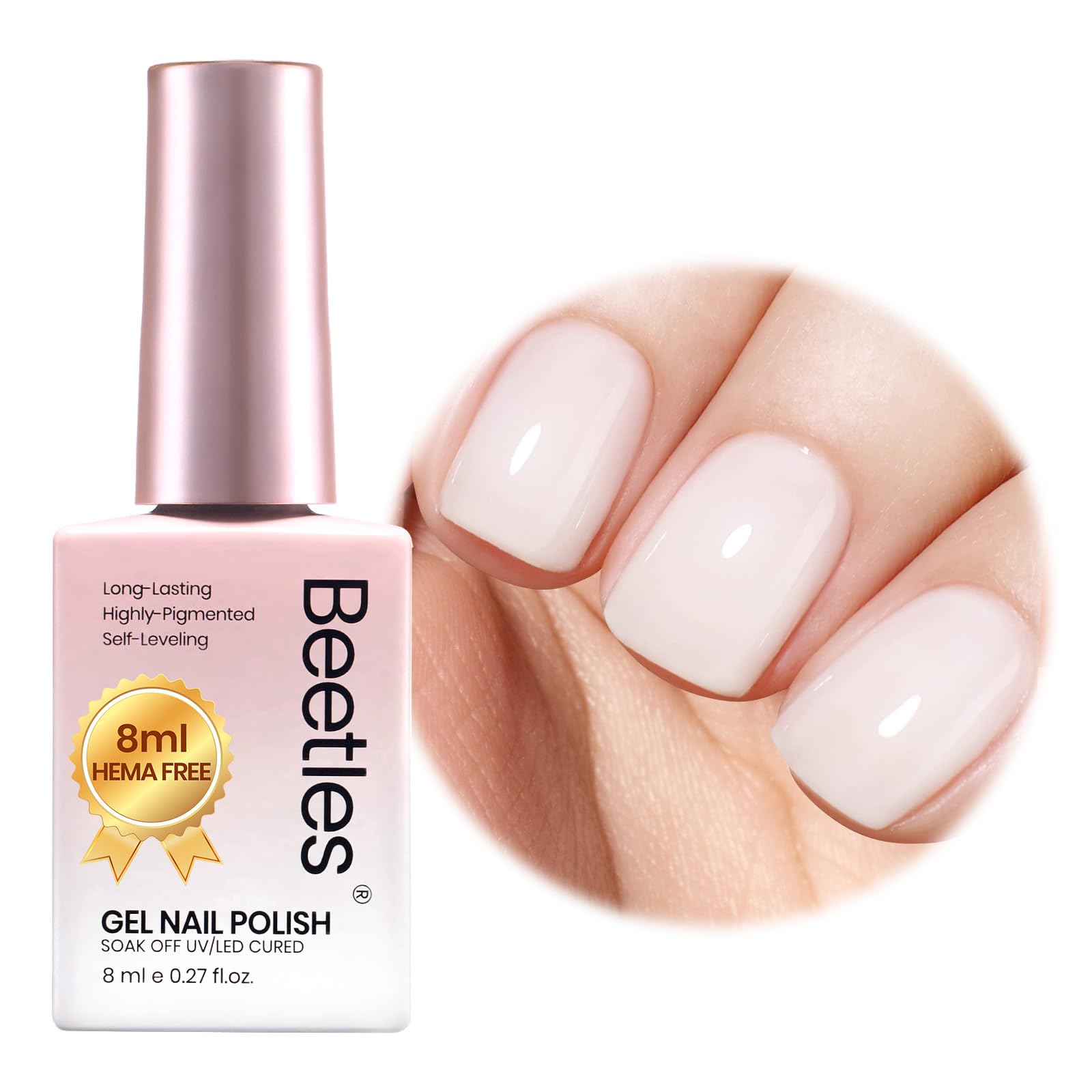 Amazon.com: Beetles Milky White Gel Nail Polish - 8ml HEMA-Free