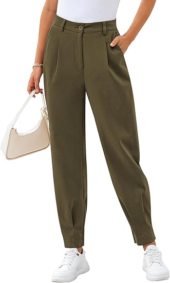 High Waisted Pants Casual Ankle Length