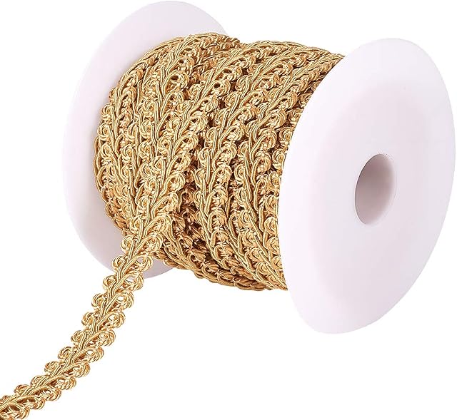 PandaHall 14 Yards 14mm Polyester Woven Gimp Braid Trim for Costume DIY Crafts Sewing Jewellery Making, Goldenrod