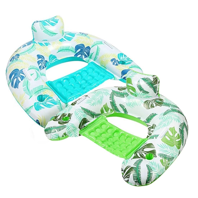 成人泳池浮具2件套，带杯 HOLDER 和靠背的充气浮椅