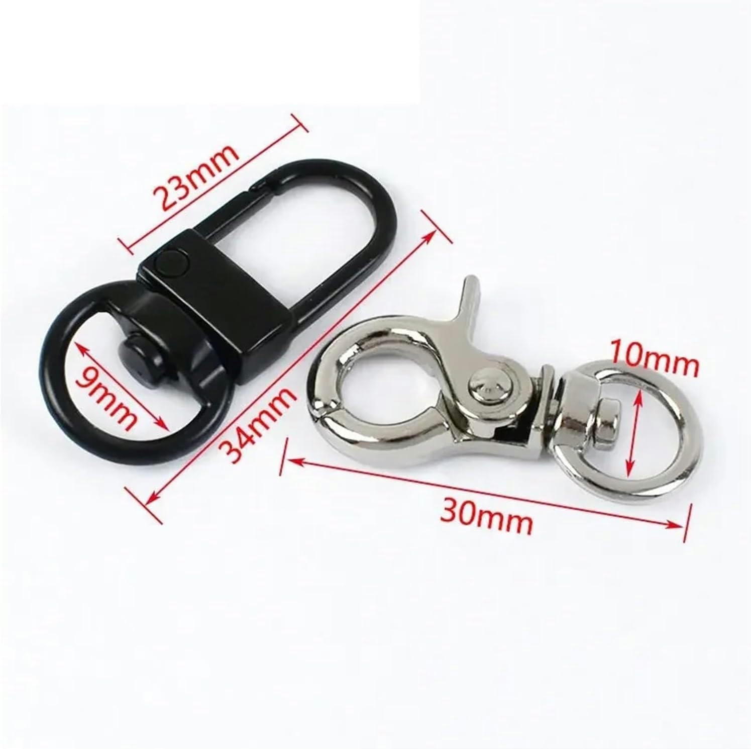 Cierre de langosta giratorio de 10 mm para correa de bolso, hebillas de metal, hebilla de clip para llavero, correas, collar de perro, ganchos de mosquetón, accesorios de bricolaje (H4-1-Negro, 10 mm