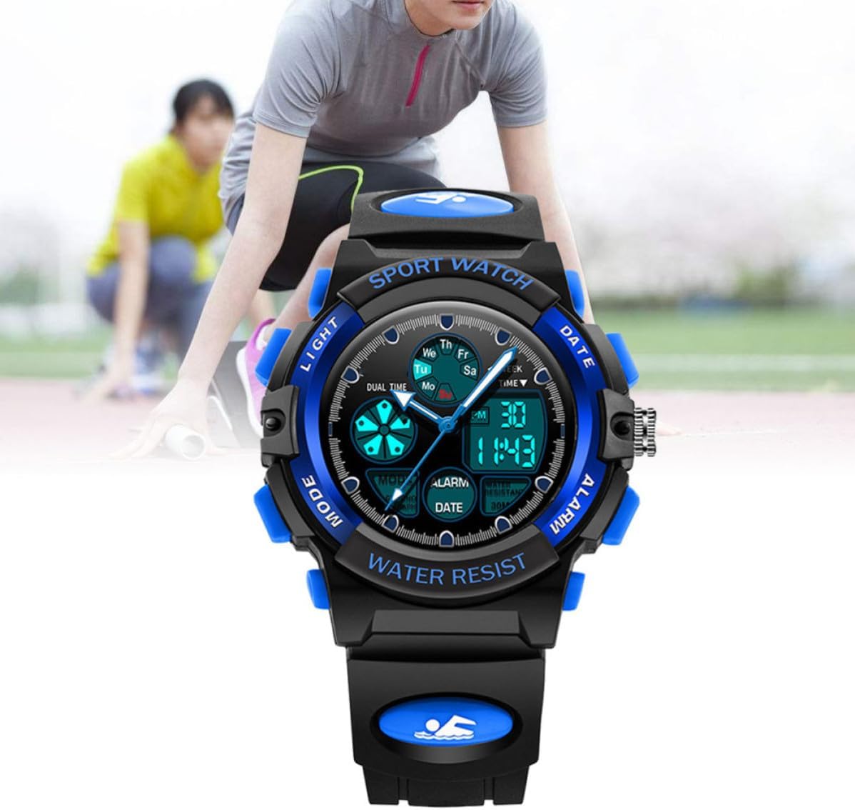 LIFKOME Digital Watch Waterproof LED Alarm Stopwatch 30m