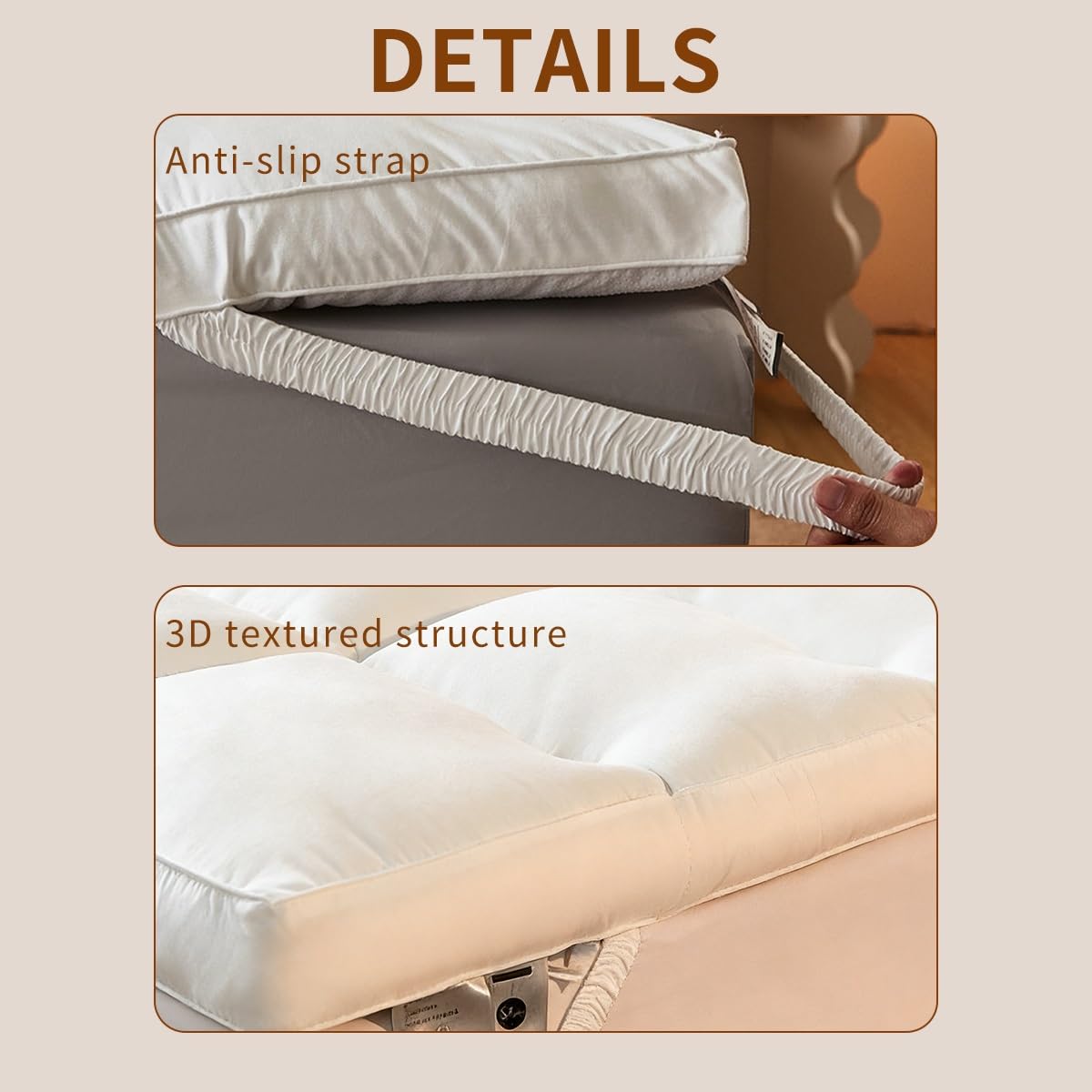 OBONG 10cm Topper Materasso 140x190 180x200 Microfibra Topper Matrimoniale Extra-Morbido E Facile da Pulire Coprimaterasso con Elastici agli Angoli(Gray,KING-180 * 200cm)