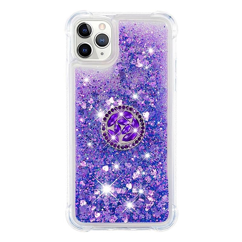 Coque violet Love iPhone 16 Pro silicone paillettes éclatantes de style