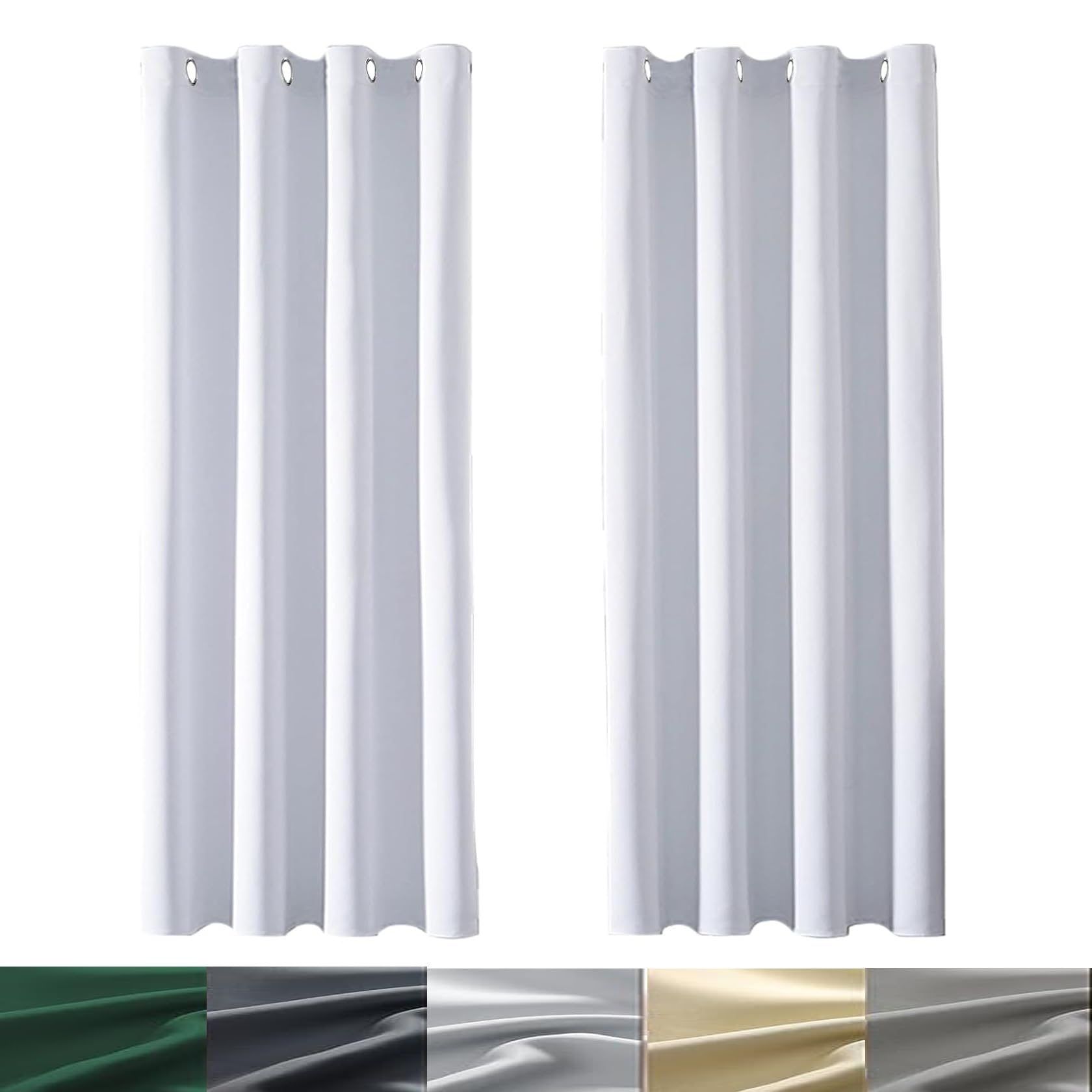 Thermovorhang mit Ösen 115 x 70 cm Dicke Thermogardine Kälteschutz Warm Modern Gardinen Wohnzimmer Schlafzimmer Gardinen 2Er Set für Schiene Blackout Curtains, Weiß
