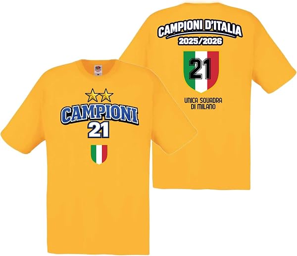 D&Vlab Maglietta Uomo Celebrativa Campione d'Italia Campionato 2026 Interisti, T-Shirt Calcio in Cotone 100%, Maglia Personalizzabile per Tifosi Supporters Ultras Nerazzurri - 2