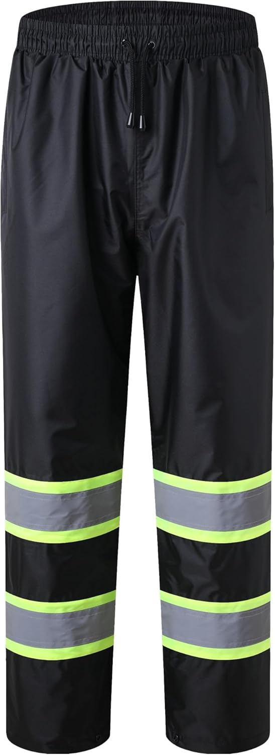 JKSafety Hi-Vis Rain Pants for Men Women Waterproof 3M Scotchlite Reflective Safety Rain Trousers Water-Resistance HV Gears for Farming Fishing Sports Works Inner Mesh Lining (114-Black L) JKSafety Hi-Vis Rain Pants for Men Women Waterproof 3M Scotchlite Reflective Safety Rain Trousers Water-Resistance HV Gears for Farming Fishing Sports Works Inner Mesh Lining (114-Black L)