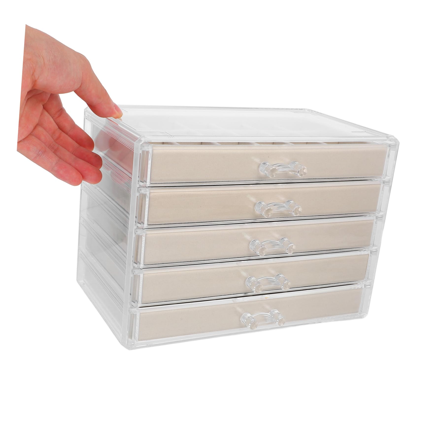Zerodeko Joyero Acrílico con 5 Cajones Beige para Almacenamiento de Joyas