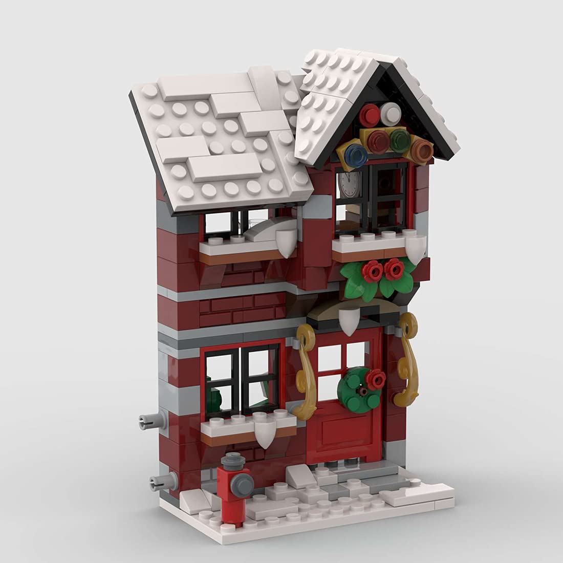 Set modulare per casette invernali di Natale, tre piccole case invernali, serie di mattoncini da costruzione (822 pezzi)