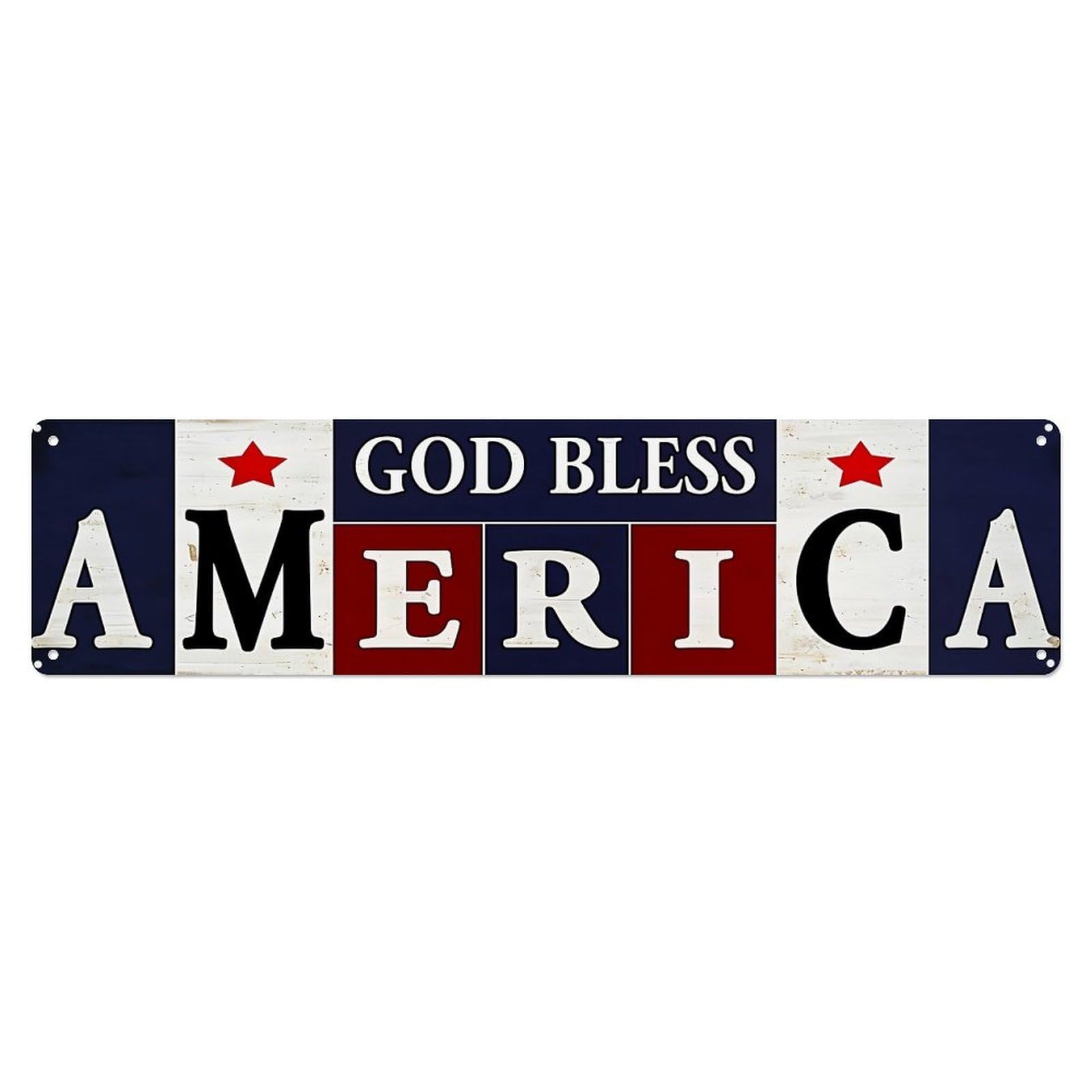 God Bless America Sign Pattern Metal Tin Sign Plaque
