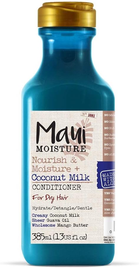 Nourish & Moisture + Coconut Milk Conditioner, with Guava Oil & Mango Butter, for Dry Hair, Hydrates Hair & Gives It a Healthy Glow & Shine, Sulfate & Silicone Free, Vegan, 385ml