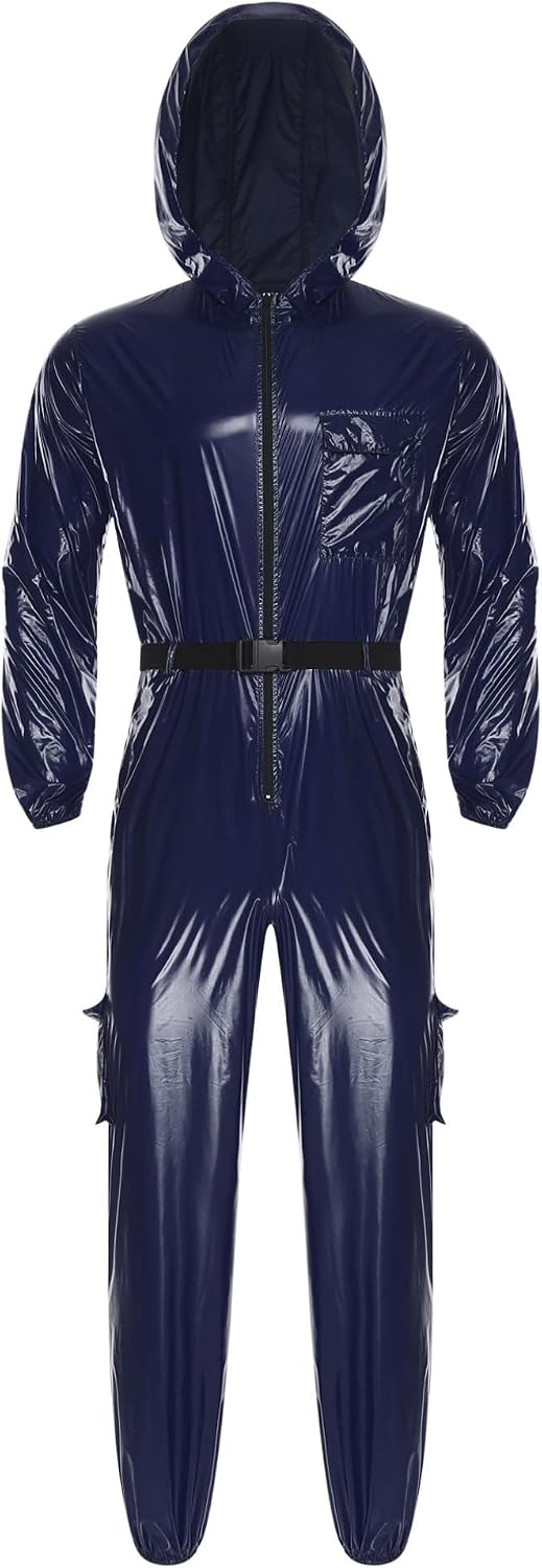 FEESHOW Unisex Women Long Sleeve Work Jumpsuit Water Oil Resist Work Overalls Lightweight Sauna Sweat Suit