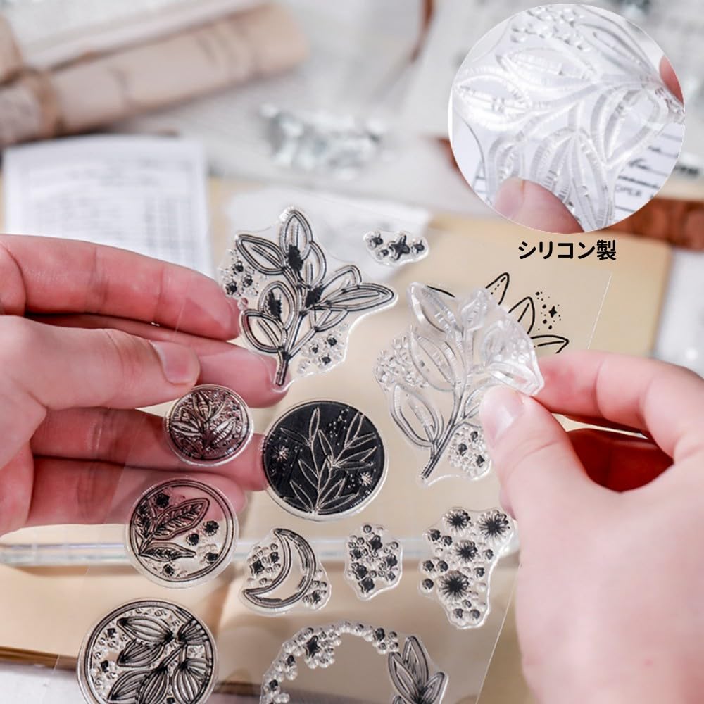 Amazon.co.jp: seimeinoki クリアスタンプ 10枚セット 植物シリーズ