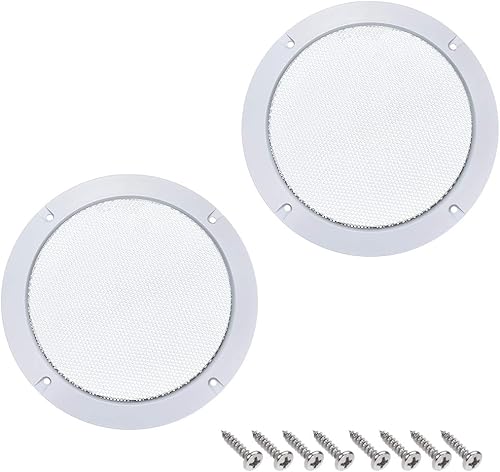 uxcell 2 unids 6.5 "agujero de montaje distancia diagonal altavoz parrilla malla círculo decorativo Woofer protector protector accesorios blanco