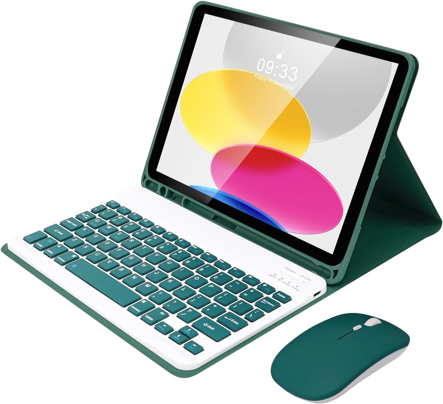 SOPPY Bluetooth Keyboard Case with Mouse for iPad 11th Gen. (A16) 11-inch 2025, 10th Generation 10.9 inch 2022, Detachable Protective Cover, with Built-in Pen Holder, UK Layout, Green