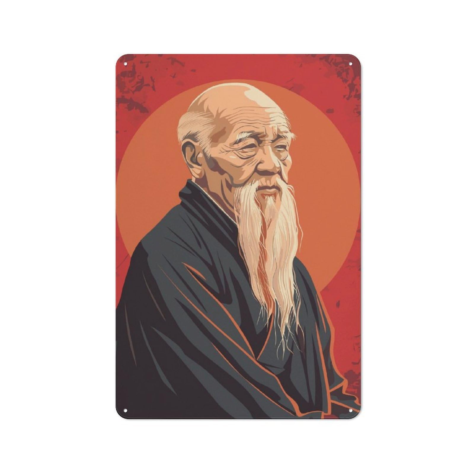 Junmoney Lao Tzu Philosopher For Lounge Or Reading Corner, Rustic Tin Sign 30X20cm, For An Autumn Update To Lounge And Reading Corner