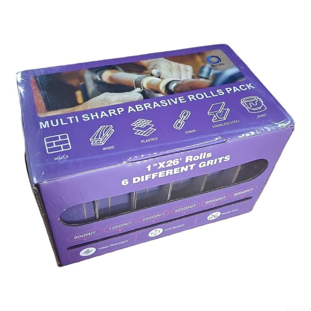 Rollo de cinta de lija de óxido de aluminio, abrasivo con respaldo de tela de alta precisión para pulido de madera y metal, rollo de papel de lija flexible antiobstrucción de 25 mm x 8 m, varios (C)