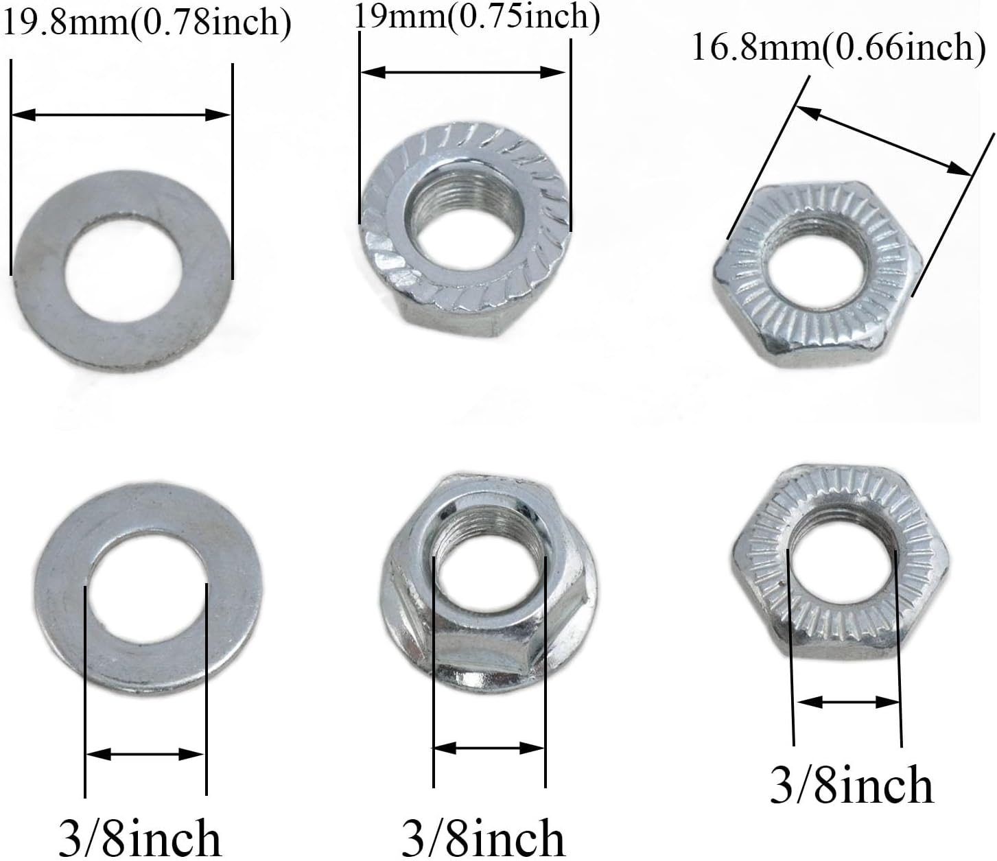 Gold Steel Bicycle axle 154mm/6.06inch Multi-Speed Front hub axle 3/8inch Bicycle Shaft 26tpi Hub Conical Lock nut Washer Kit for Electric Vehicle Bikes Mountain Bikes 1PCS