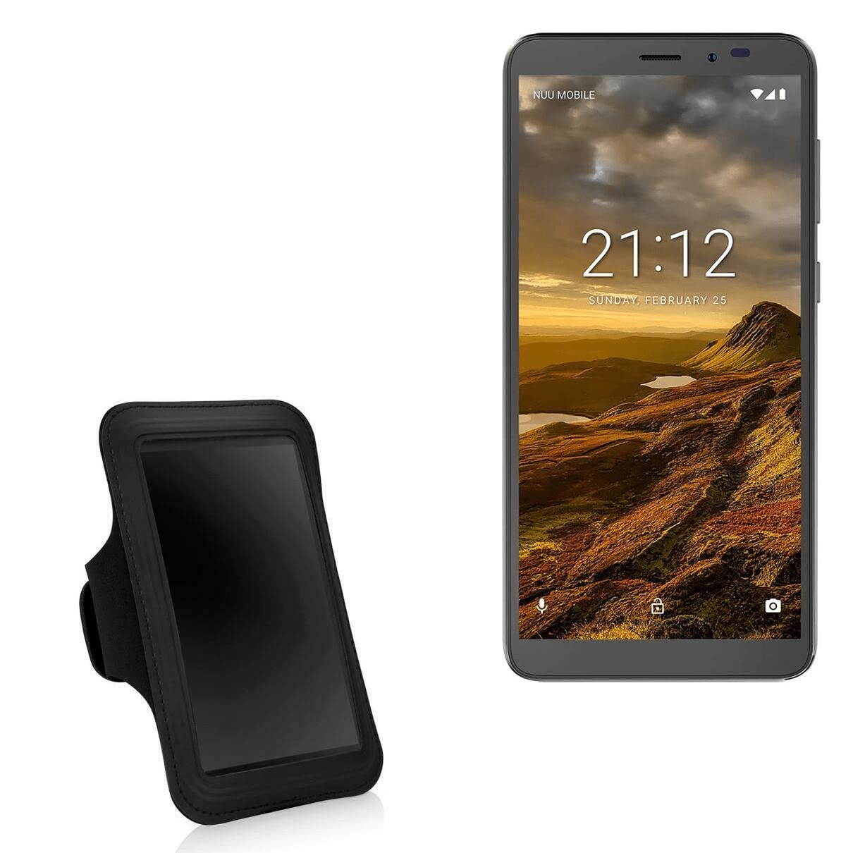 BoxWave Case Compatible with NUU Mobile A5L - Sports Armband, Adjustable Armband for Workout and Running for NUU Mobile A5L - Jet Black
