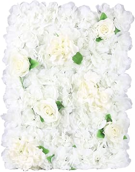 Artificial Flower Wall Panels 2 Pack 3D-16x24-inch Wedding Party Backdrop Decor Indoor Outdoor Flower Panel for Festival Event Decoration Beige White