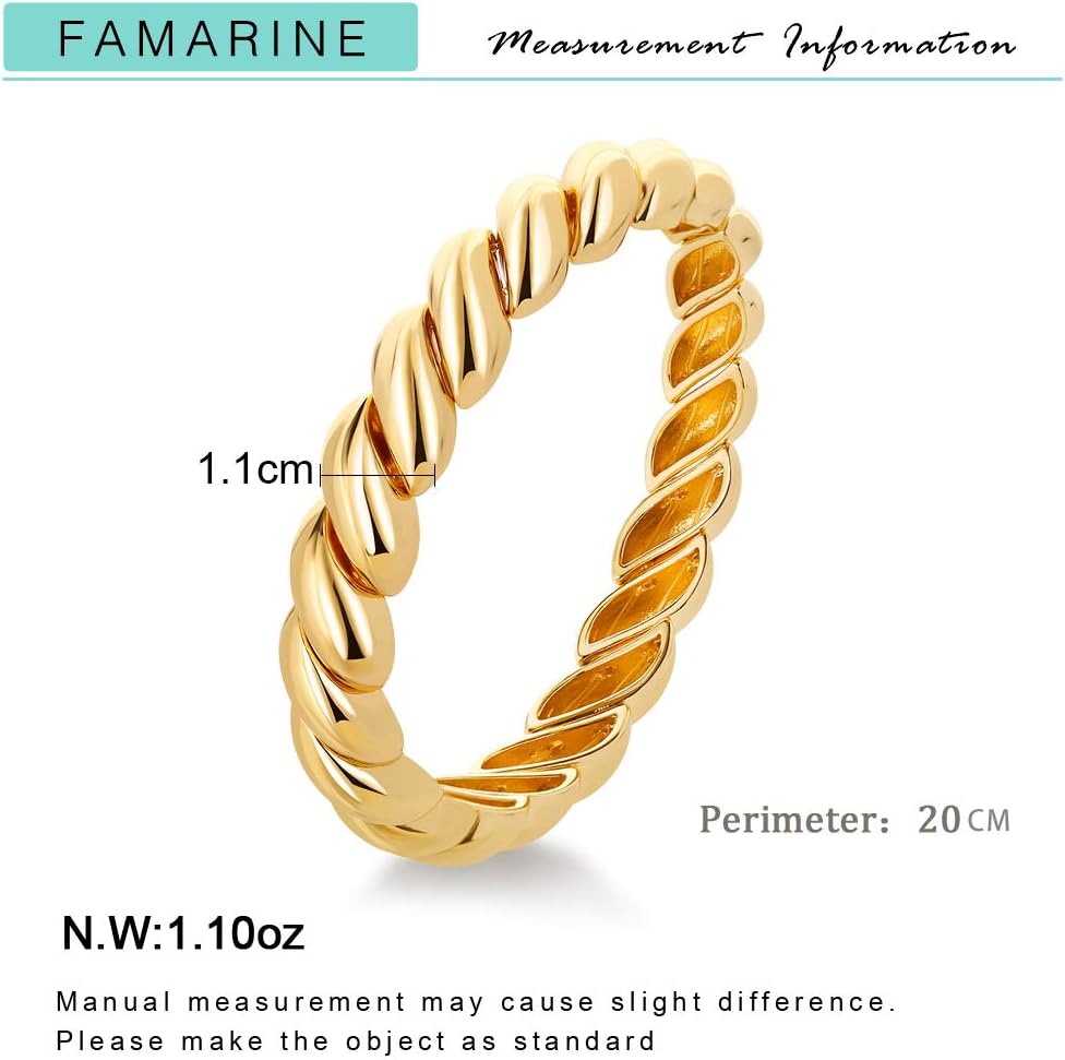 FAMARINE Gold Silver Chunky Bangle Bracelet for Women Men - Image 6