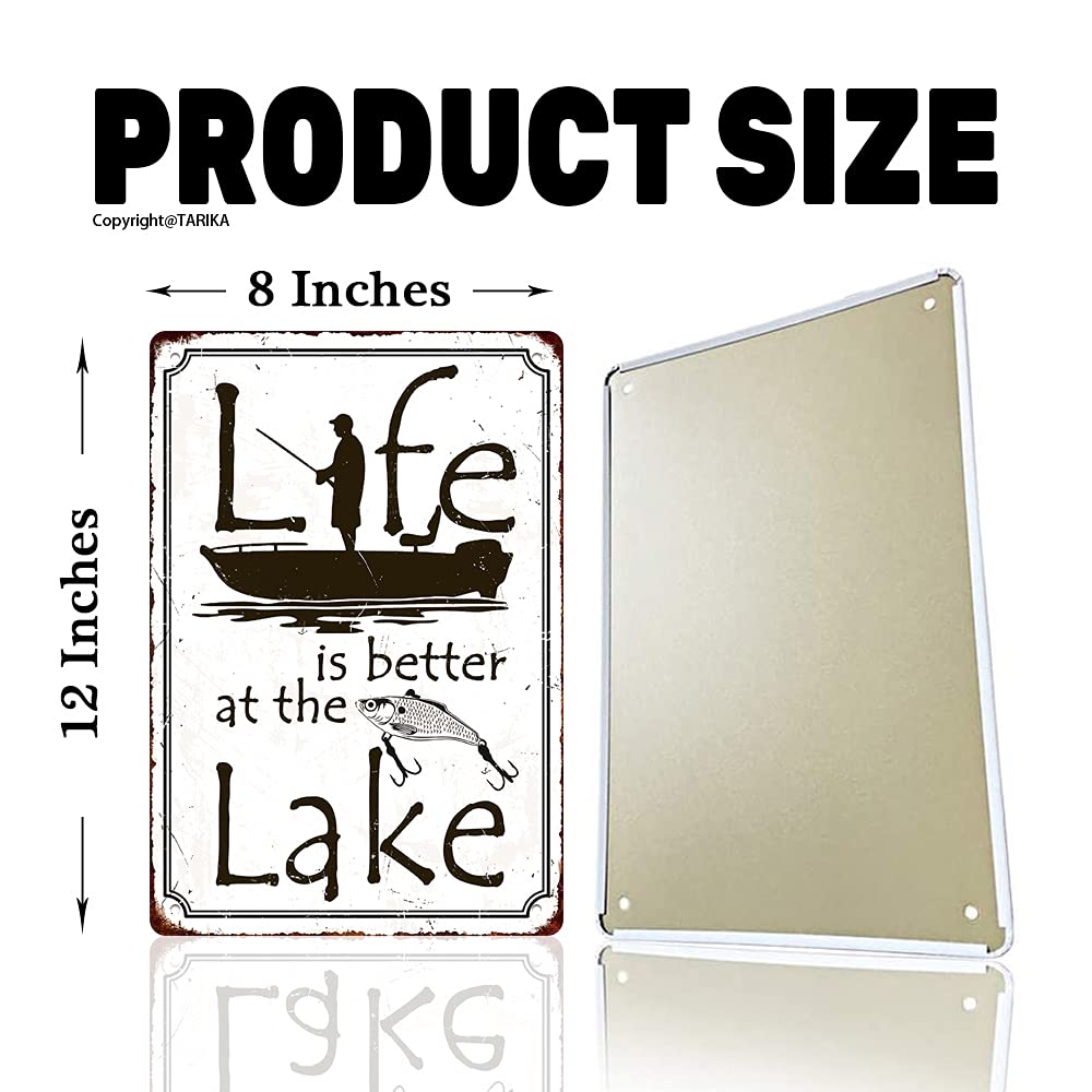 Targa vintage in latta con scritta Gone Fishing Catch You Later, per casa, cucina, recinzione, bar, stanza esterna, acquario, garage, fattoria, 30,5 x 20,3 cm, targa vintage per porta
