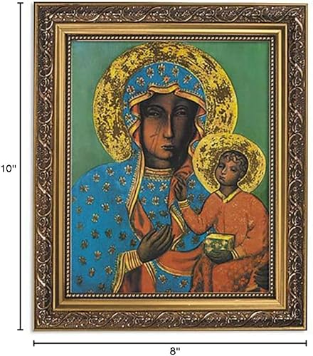 Miniatura 2 de Gerffert - Decoración de pared cristiana ornamentada con marco dorado, 11 x 13 pulgadas, Nuestra Señora de Czestochowa