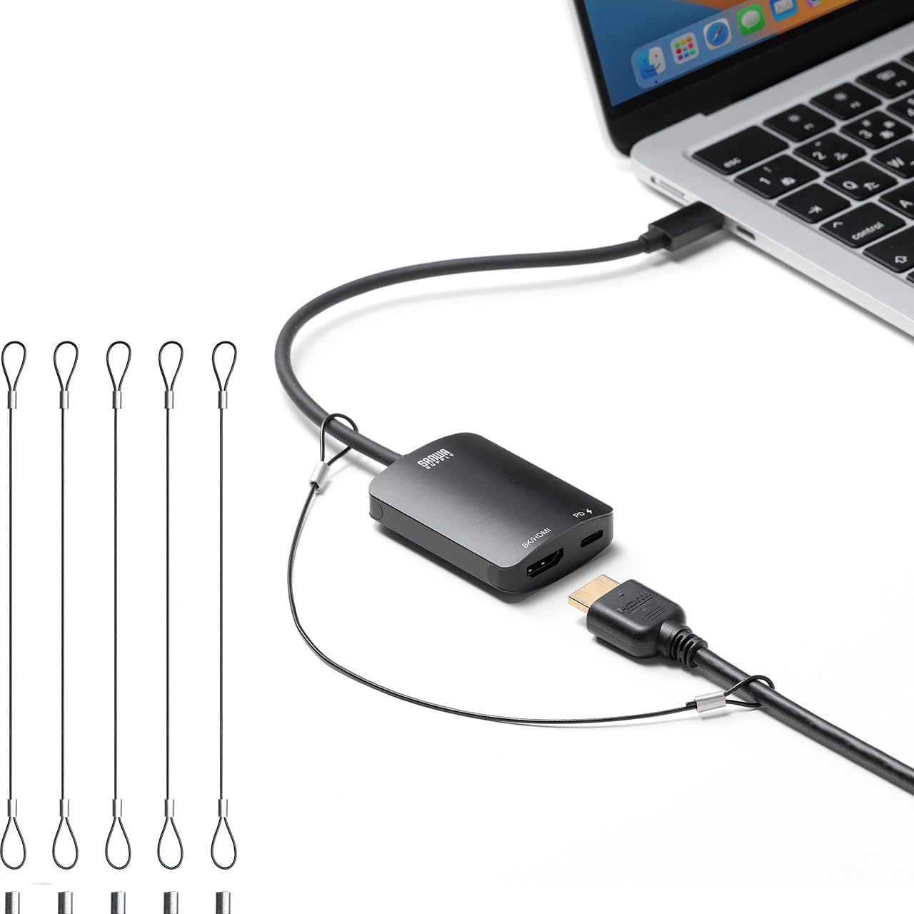 Amazon.co.jp: サンワダイレクト 機器連結ワイヤー 備品管理 ケーブル