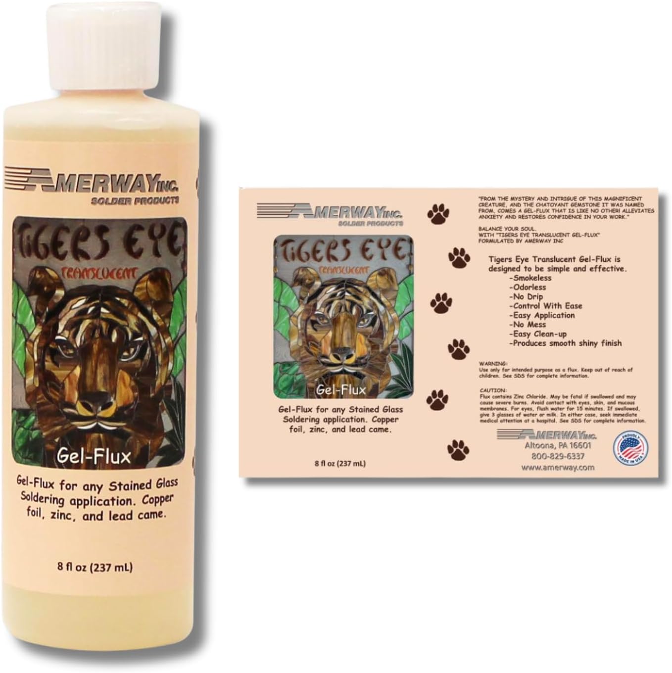 Soldering Iron Kit for Stained Glass – Includes Hakko FX-601-02 (67W) Adjustable Temperature Soldering Iron, Amerway 60/40 1LB Solder, Tiger’s Eye Gel Flux 8oz & Flux Brush – Hobby & DIY Kit