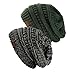 NYFASHION101 Exclusive Unisex Two Tone Warm Cable Knit Thick Slouch Beanie Cap (2 Tone Black/Dk Beige and 2 Tone Olive)