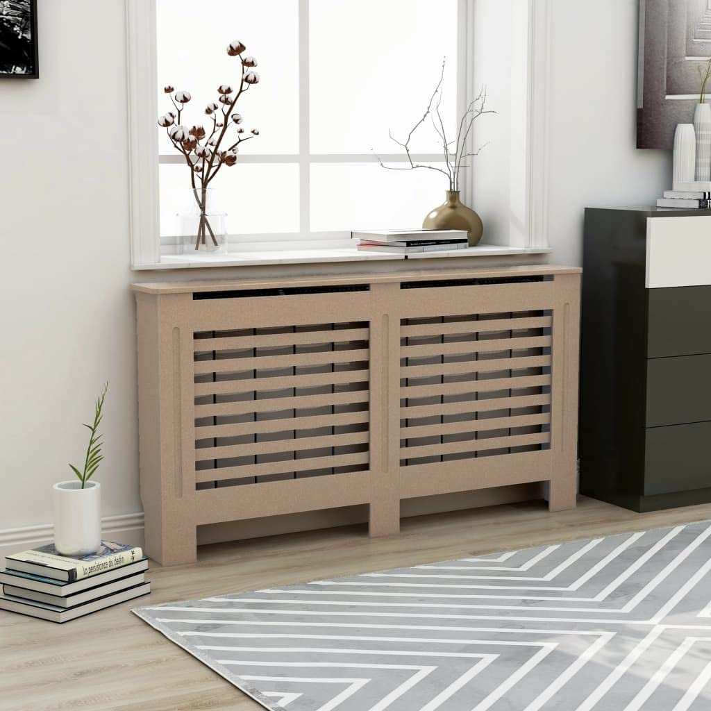 vidaXL Cubierta para Radiador, Armario de Pared para Calentador, Estante para Libros Adornos, Mueble Tapa de Calefacción de Salón, MDF