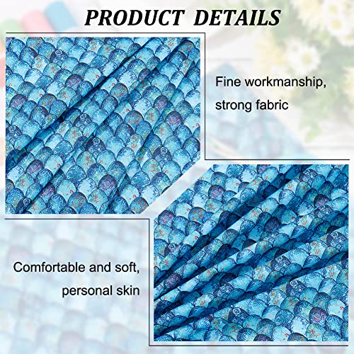 FINGERINSPIRE Mermaid Scales Fabric Cotton Fabric 100x145cm Deep Sea Blue Polyester Fabric Mermaid Printed Fishscale Pattern Fabric Cloth for T-shirt - Image 4