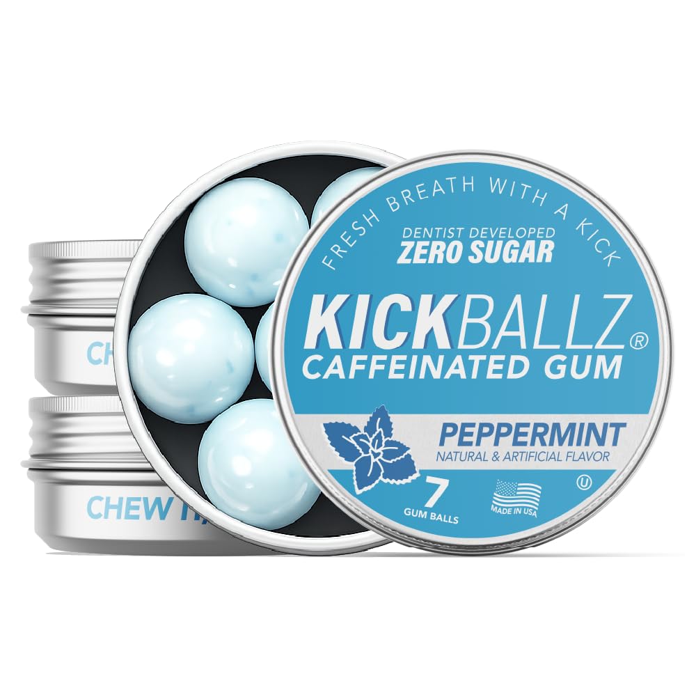 Amazon.com : KickBallz Peppermint Caffeine Energy Gum | 110mg Fast