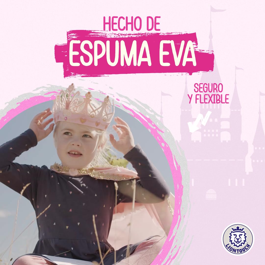 Liontouch - Set de Reina Rosa, Espada, Escudo y Corona, Niñas Edades de 3-8 Años | Accesorios Rosa para Juego de Imitación en Estilo Medieval | Armas y Armaduras Seguras para Disfraces y Trajes Reales