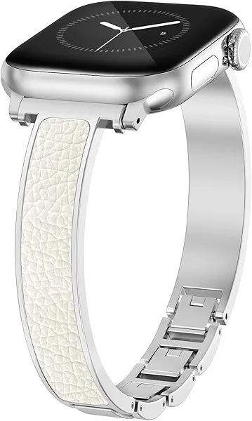 WINGLE Slim Watch Bands for Apple Watch Band Women 38mm 40mm 41mm 42mm 44mm 45mm 46mm Series 11 10 SE 3/2/1 Jewelry Dressy Bracelet Thin Metal Strap Designer Luxury Bangle for iWatch 9 8 7 6 5 4 3 2 1