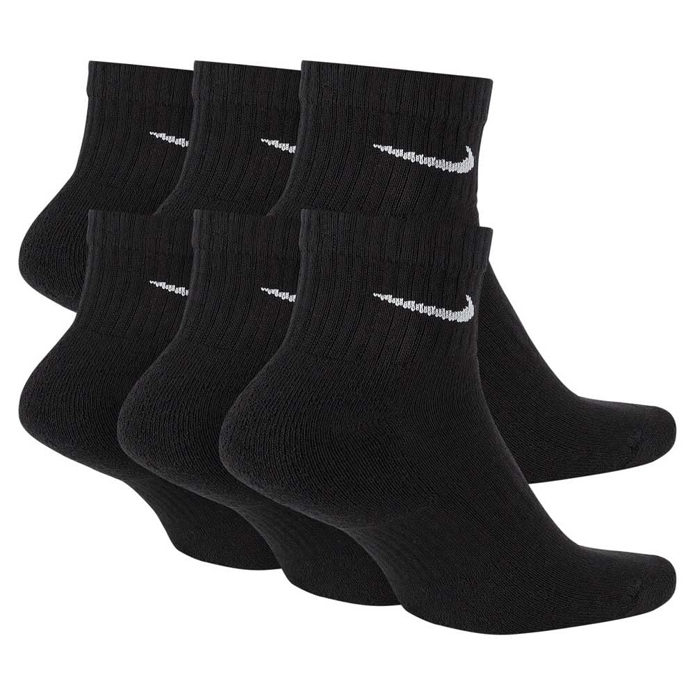 Nike Unisex Everyday Cushion Ankle Training Socks with Sweat-Wicking Technology (6 Pair), Black/White, Large
