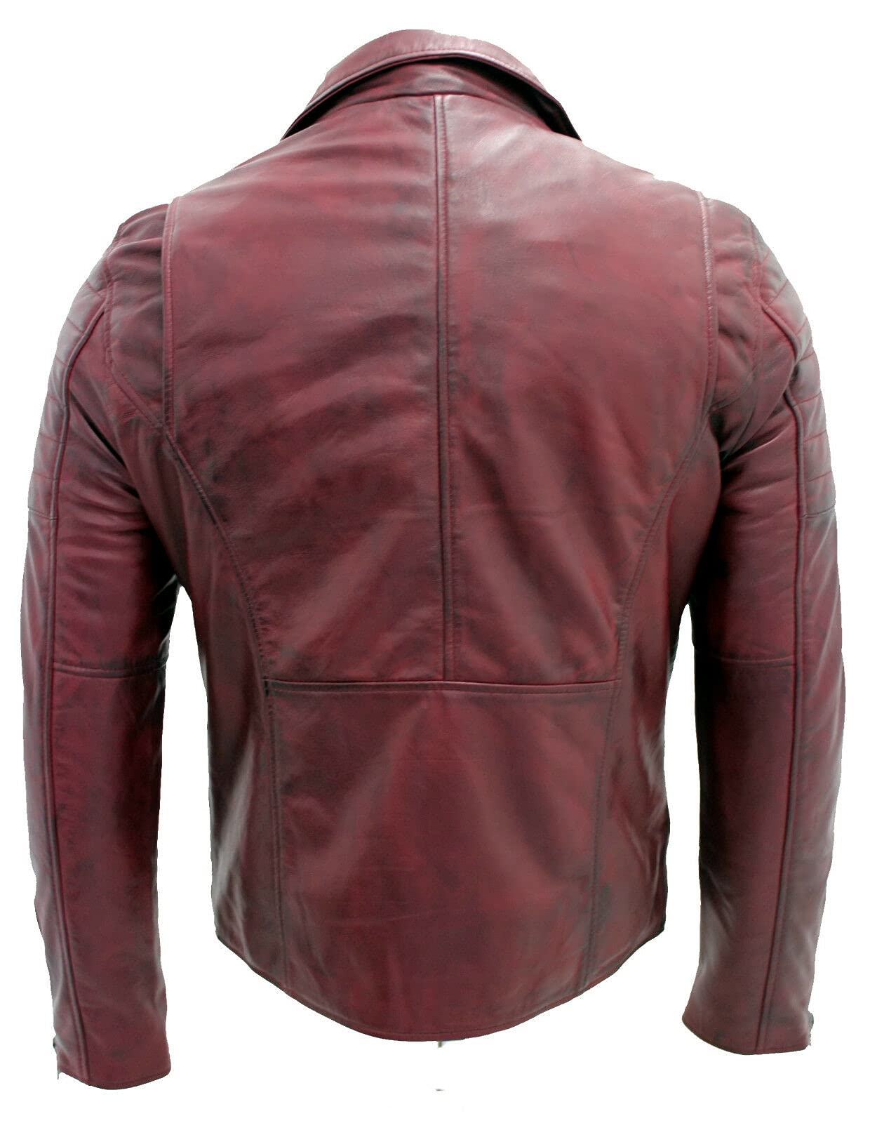 Infinity Leather Giacca da Uomo in 100% Pelle con Doppia Zip Incrociata Stile Motociclista Brando Slim Fit