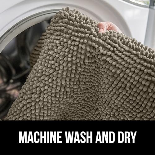 Vista 114 de Gorilla Grip - Tapete de baño de 30” x 20”, de felpilla gruesa, suave y absorbente, secado rápido, de microfibra, con reverso de caucho, para piso