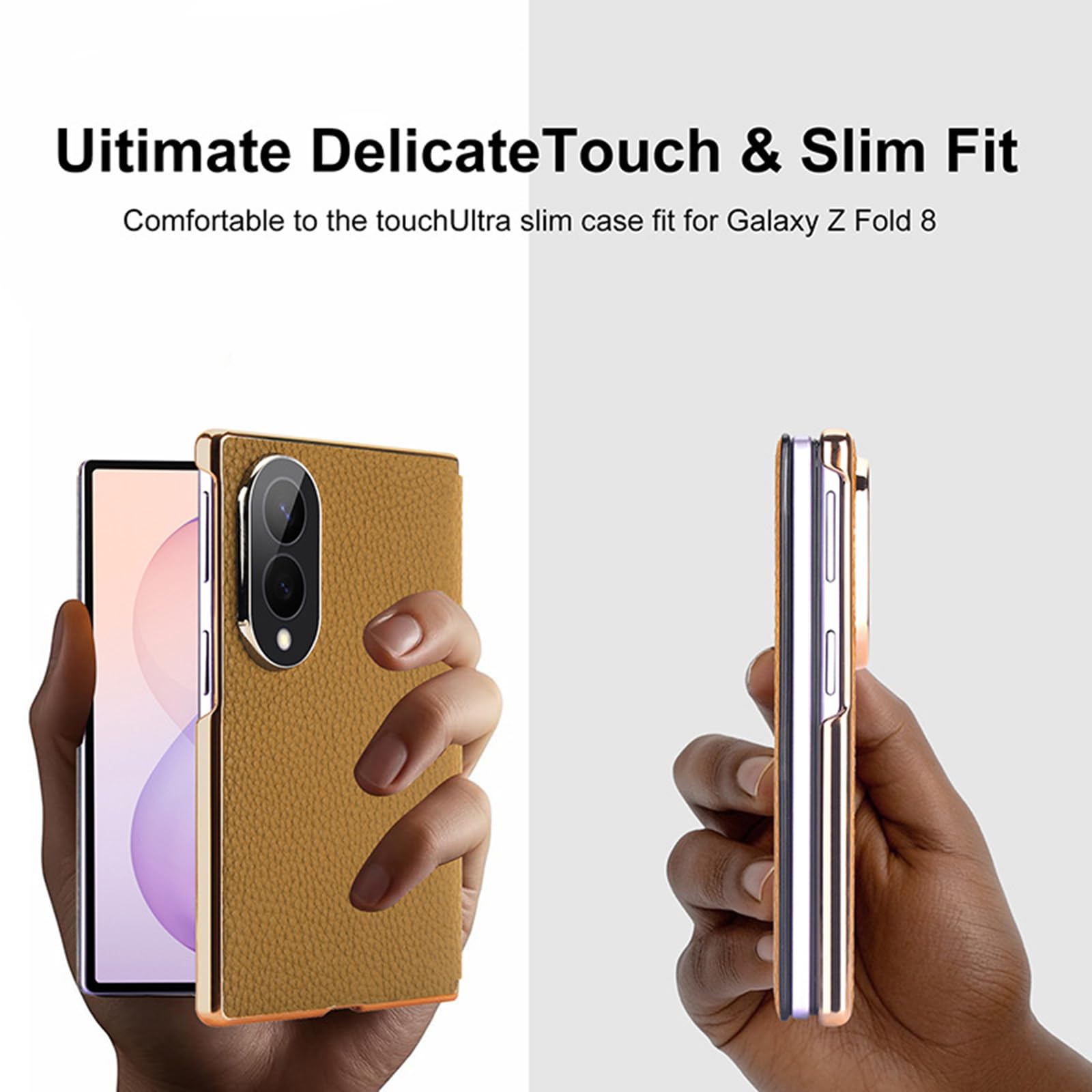 Ribaltabile Custodia per Samsung Galaxy Z Fold 8, Placcatura Vera Pelle