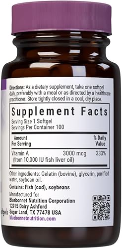 Miniatura 2 de Bluebonnet Nutrición Vitamina A 10,000 UI de aguas profundas, agua fría, aceite de pescado - Para la salud ocular y la función inmunológica* - Sin