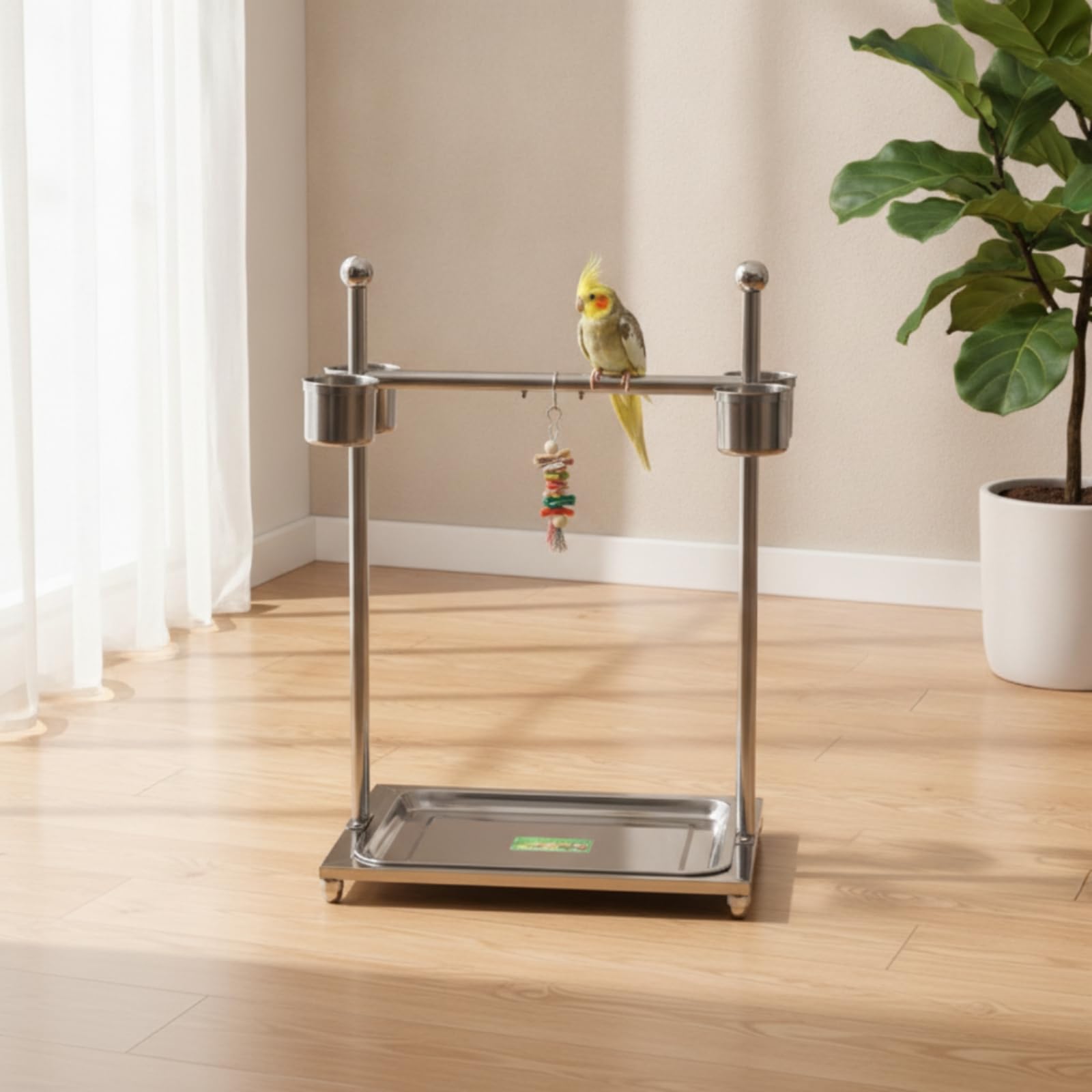Percha Acero Inoxidable Estable para Loros, Pequeño 36 25 40