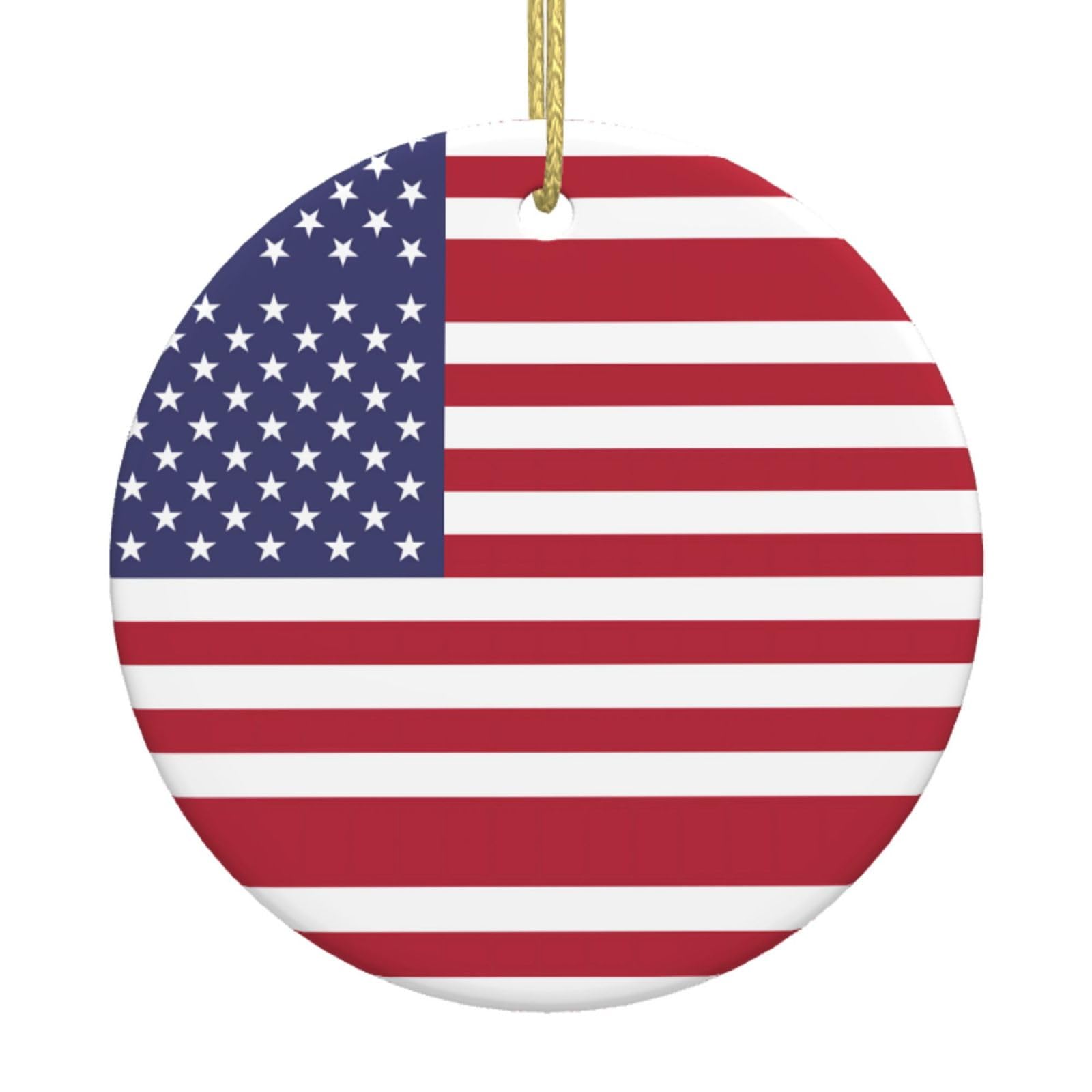American Flag Printed Christmas Tree Ceramic Ornaments Holiday Decoration Christmas Unique Pendant for Christmas Party