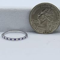 Vista 7 de Anillo apilable redondo de oro de 14 quilates con amatista y diamante blanco para mujer