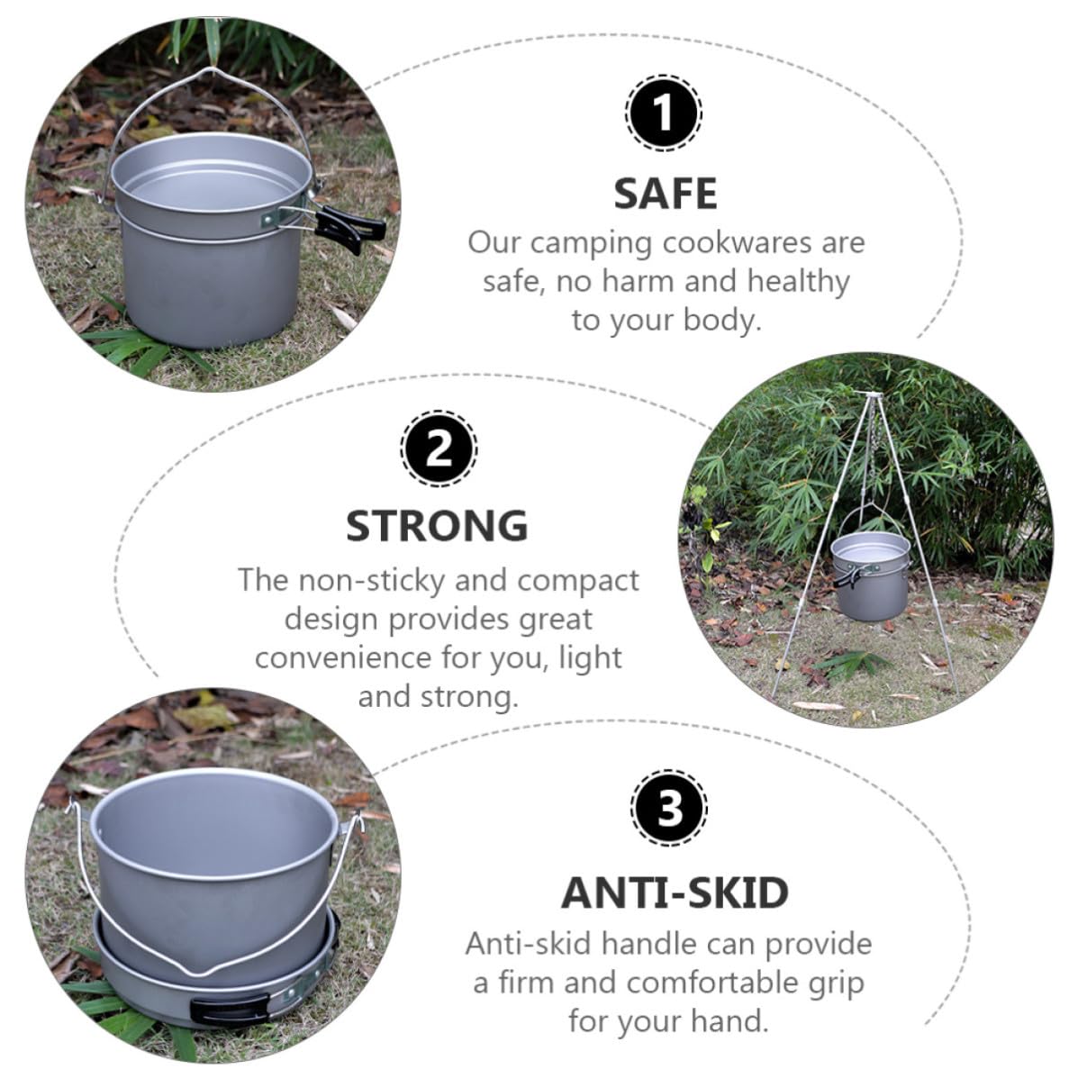 Juego de Ollas para Acampar de Aluminio para 5-6 Personas